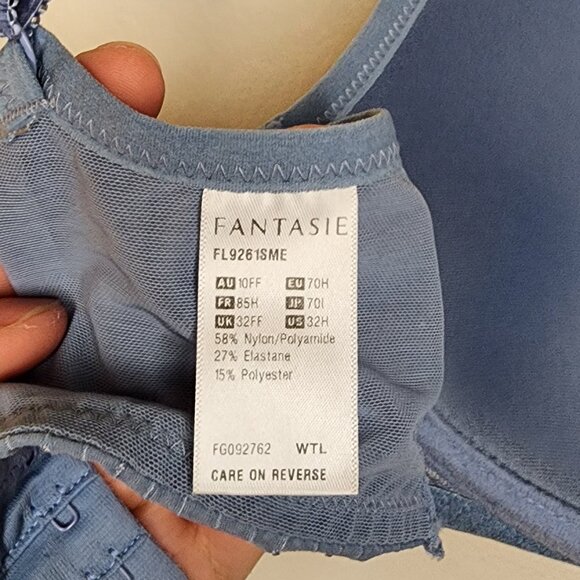 Fantasie 32FF Zoe - Blue Molded Plunge Underwire Bra - Picture 3 of 3